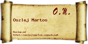 Oszlej Martos névjegykártya